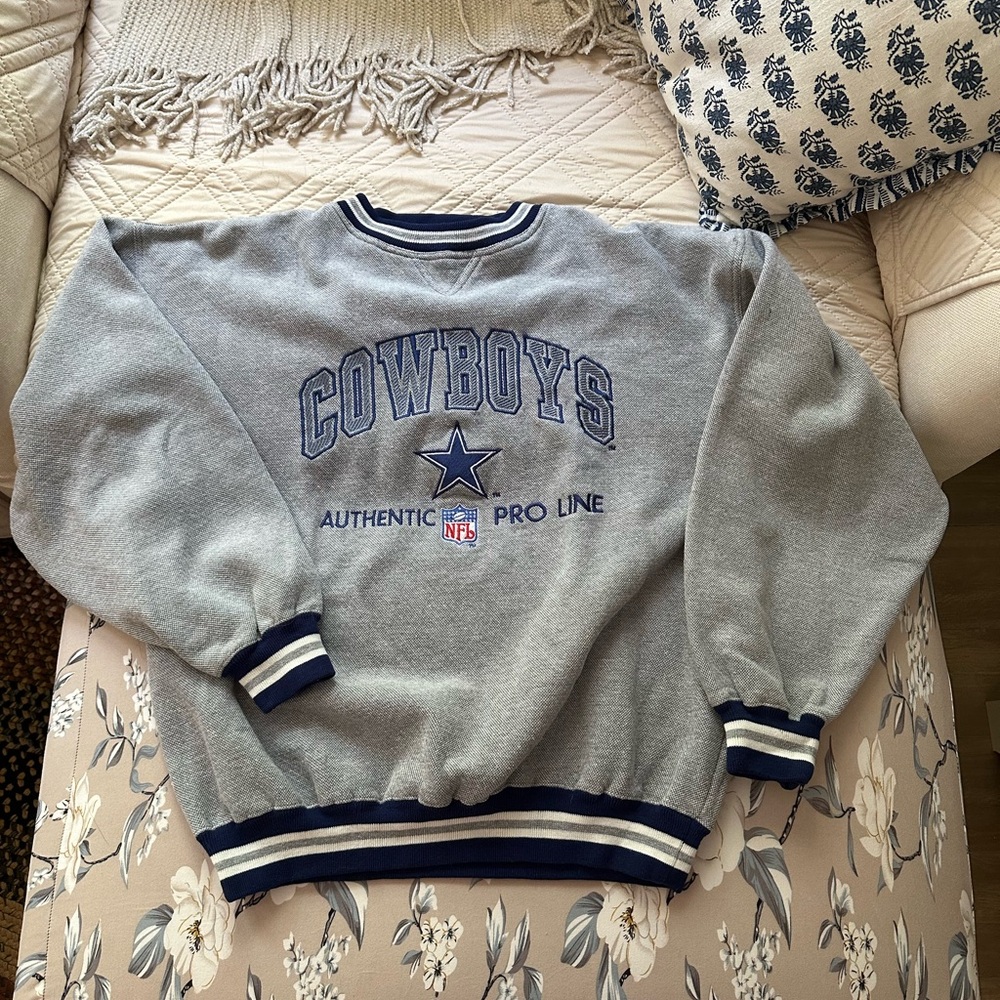 NFL Pro Line authentic Gray Crewneck Sweater Cowboys Jersey Large
